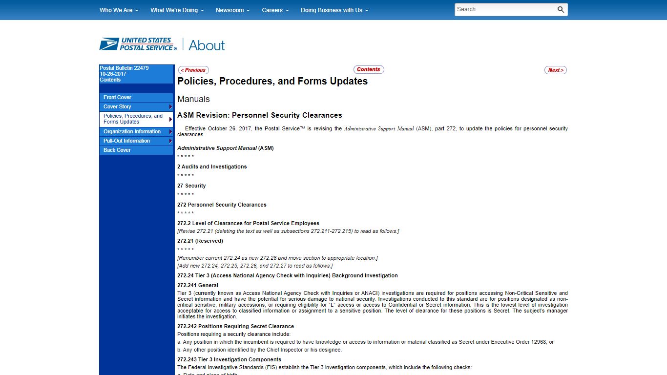 Policies, Procedures, and Forms Updates - USPS